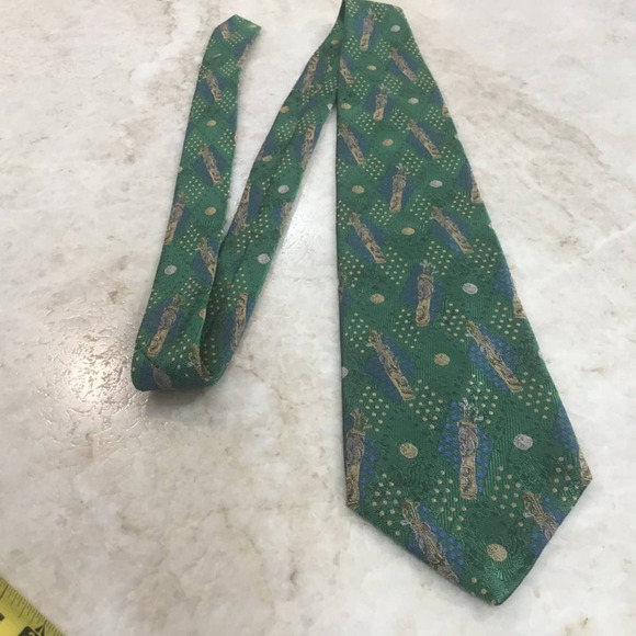 ROBERT TALBOTT GREEN GOLF SILK TIE - Picture 7 of 11